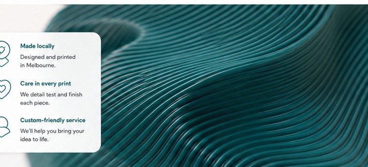 Close-up flowing teal 3D printed texture